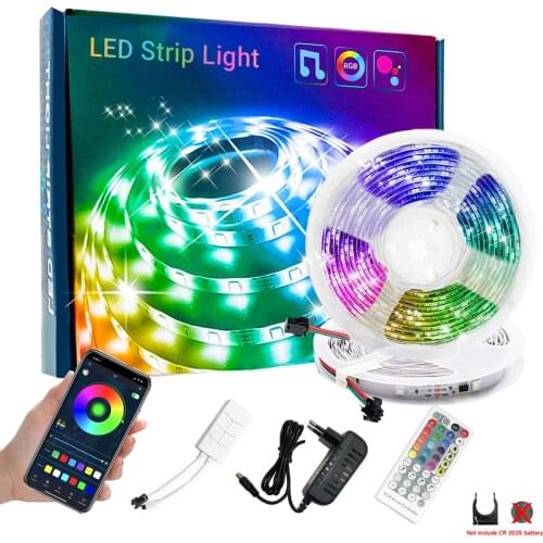 12V Blutooth LED Strip Lights Dream Color Music Sync Rgb Diode Tape 5050 10m 20m Bedroom Decor Teen Room Decoration Bar Ktv