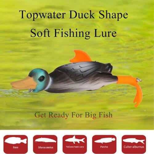 Duck Soft Fishing Lure 9.5cm 12g Frog Top Water 3D Simulation Floating Baits Fishing Tools Rotate Propeller Rubber Fake Lure