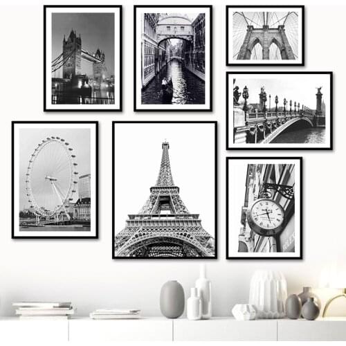 Venice Eiffel Tower Ferris Wheel Bridge Wall Art Canvas Painting Nordic Posters And Prints Wall Pictures For Living Room Decor
