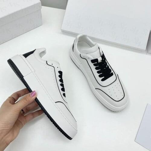 New White Sneakers Women Casual Zapatillas Mujer Leather Women Shoes Lace Up Buty Damskie Chaussures Femme Luxury Ladies Shoes