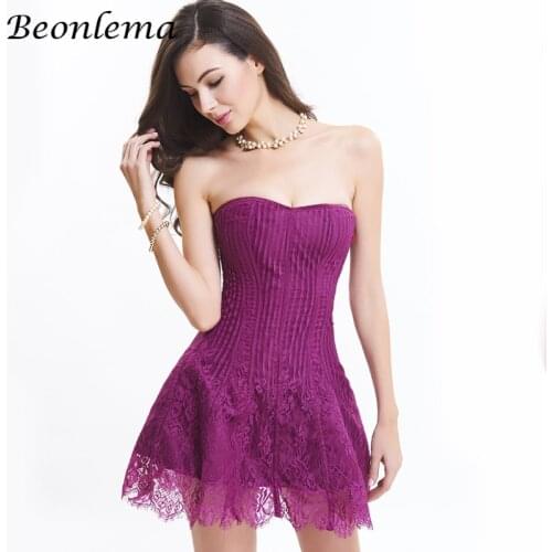 Beonlema Corset Dress Women Sexy Strapless Corsets Burlesque Clothing Black White Bustiers Korse Soft Lace Backless Vestido