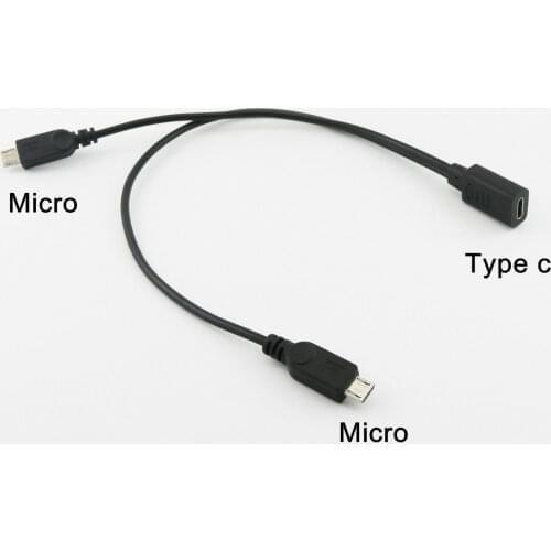 1pcs USB 2.0 Type C Female to Dual Micro USB Male Splitter Cable 2x Micro USB Spliter