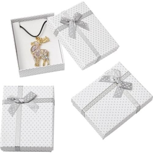 12pcs 9x7x3cm Cardboard Jewelry Gift Boxes Set with Bowknot Rectangle For Necklace Pendants Earrings Ring Storage Box Diaplay