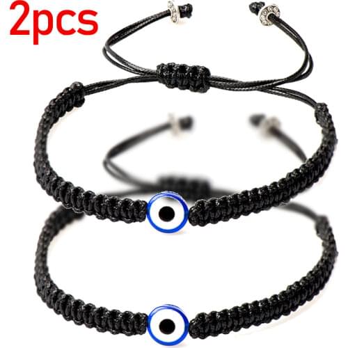 2pcs Devil Eye Series Lucky Bracelet braided Rope Demon eye Charm Bracelet Anklet Couple Bracelets Gift Women Jewelry