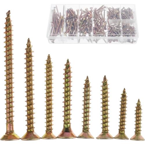 332Pcs M3/M3.5/M4 Assortment Kits Cross Head Self-tapping Screw Dry Wall Nail with Hard Flat Head Wood Screw Fiber Nail