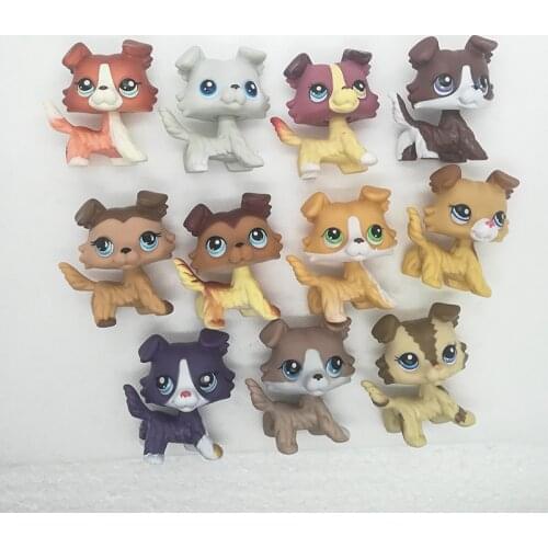 5pcs random standing pet shop toys short hair cat collie dachshund spaniel great dane toys for children gift FREE SHIPPING