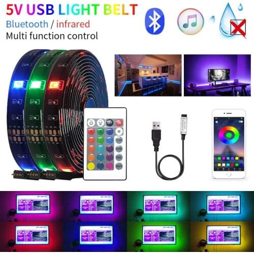 5V New 5050 USB LED Strips Light Bluetooth Smart Led Light RGB 1M 2M 3M 4M 5M For TV Desktop Screen BackLight Decoration