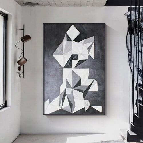 Abstract black and white geometric collision Canvas Painting posters and print simple wall art Pictures for Living Room Bedroom