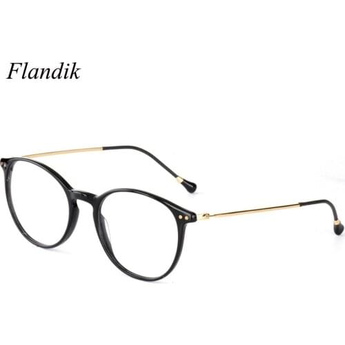 Acetate Optical Glasses Frame Men Stainless Steel Metal Round Frame Prescription Myopia Presbyopia Spectacles Tortoise Frame