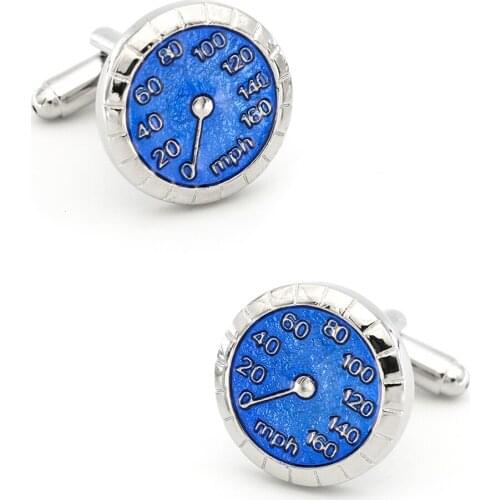 Auto Design Car Speedometer Cufflinks Quality Brass Material Blue Color Cuff Links Wholesale&retail