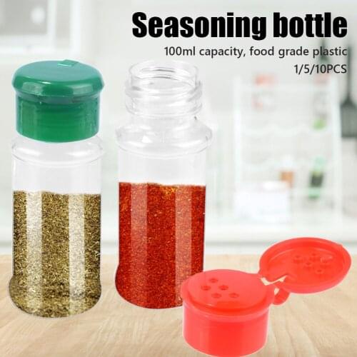 5/10PCS 100Ml Spice Salt Pepper Shakers Green Red Seasoning storage Jar Can Pepper Bottle Barbecue Condiment Kitchen Gadget Tool