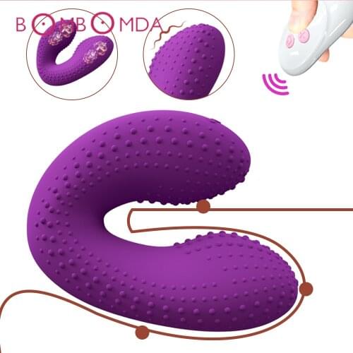 Wireless Dildo Vibrator for Couple U Shape Double Vibrating G Spot Clit Stimulator Female Masturbator Adult Sex Toys For Woman