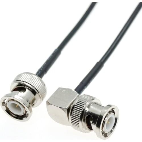 BNC male right angle to BNC male jack connector jumper pigtail RG174 cable