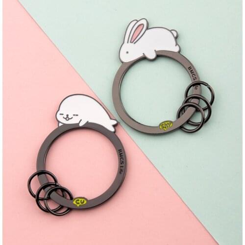 Cute Animal Key Rings Kawaii Pig Women Girl Car Keyring Purse Pendant Bag Charm Trinkets KeyChain Accessories Couples Gift