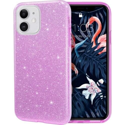 Glitter Phone Case For iPhone 11 Pro Max 12 X XR XS 8 Plus 7 SE 2020 Bling Sparkly Luxury Shiny Hybrid Cover Purple Women Girls
