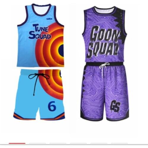 Anime Space Basketball Jersey Jersey James Tune Squad Cosplay Costume Children Adult Neotraditional Uniform Top Shorts Set