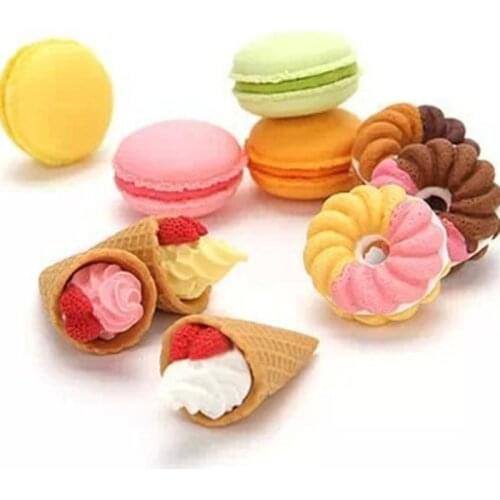 Ice Cream Circle Macaron Shape Eraser Cute Dessert Erasers Student Stationery School Office Supplies Kids Sweet Gift Reward