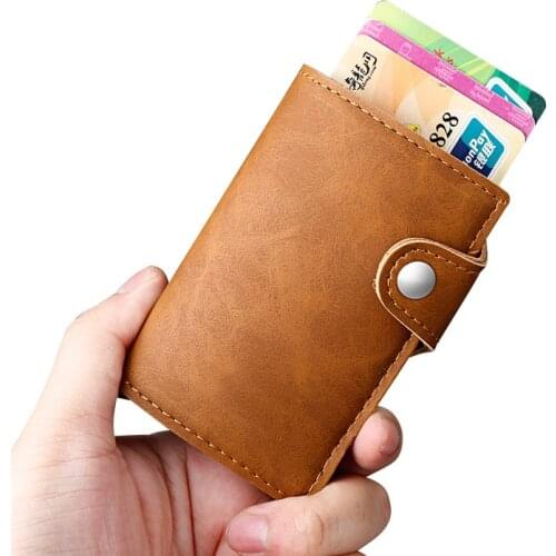 Hot Sale Fashion RFID Protection Men Credit Card Holders Business ID Card Case Automatical Mini Aluminum Wallet For Bank Cards