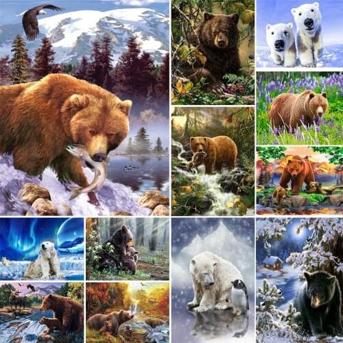 5D DIY full square diamond painting "bear" animal, diamond embroidery cross stitch kit mosaic picture rhinestone decoration gift