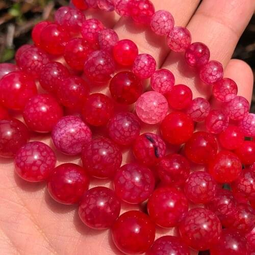 Wholesale Red Dragon veins Agates Stone Round Loose Beads For Jewelry Making Beadwork DIY Bracelet Necklace 6 8 10mm 15 Inches