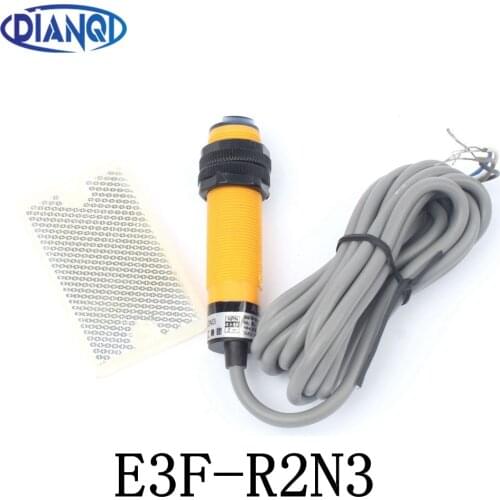 Feedback reflex reflection photoelectric switch sensor E3F-R2N3 DC NPN NO+NC diameter 18mm distance 2m Transducer E3F-R2N12