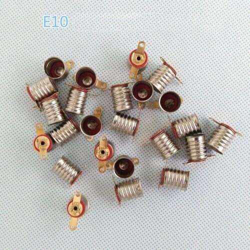 Short foot silver plated nickel screw E10 lamp base holder Small bulb element e10 lampholder 100pcs