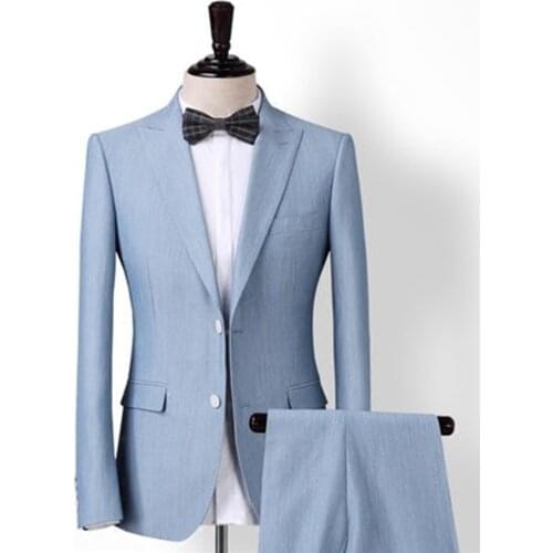 Custom fashion new best selling blue mens suit mens business office formal suit wedding groom groomsmen dress