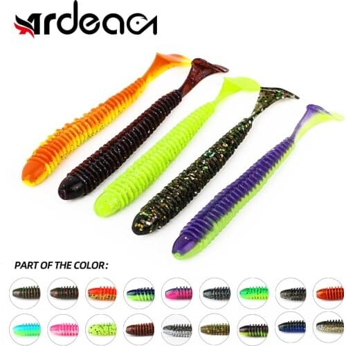ARDEA japanese design bait Silicone Worm Bait 5Pcs 106mm/5g T-tail Artificial Soft Baits Wobblers Swimbait Sea Fish Shad Fishing