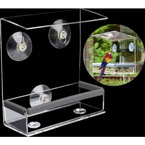 Clear Window Bird Feeder Feeding Squirrel Birdhouse With Suction Tray Cup Mount color random