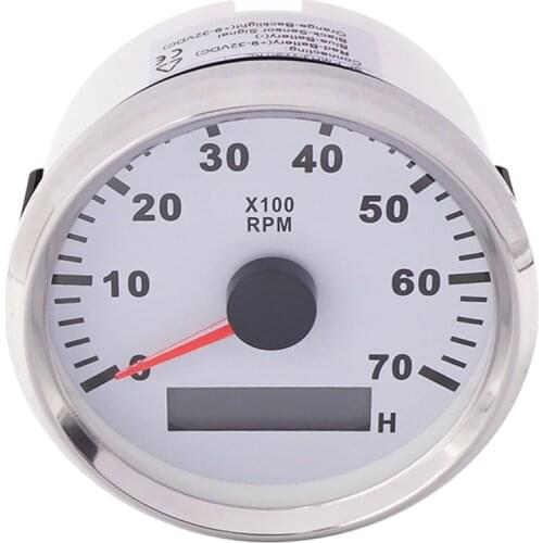 85 mm REV Counter for Outboard Motor Boat Auto Tach Electric Motor Tachometer 7K RPM with Hour meter Red Backlight