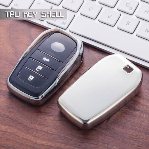 Silver key Case Shell Cover TPU Smart Protective for Toyota Prado Highlander Camry Corolla