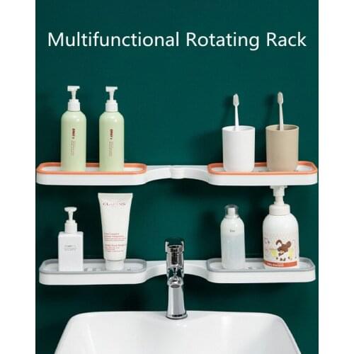 Countertop Corner Dual-purpose Shelf Foldable Bathroom Storage Rack Perforation-free Installation Countertop Organizer