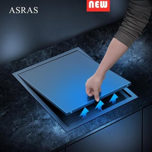 ASRAS 3847NY Black Nano Handmade Hidden Kitchen Sink With Cover And Intelligent Lifting Faucet 304 Stainless Steel Single Sink