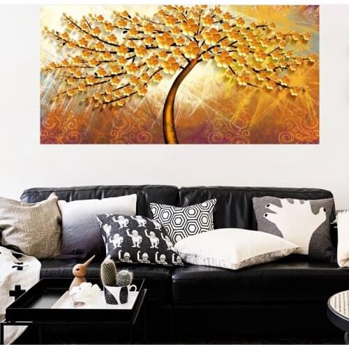 Modern Abstract Posters and Prints Wall Art Canvas Painting Abstract Golden Money Trees Pictures for Living Room Decor No Frame