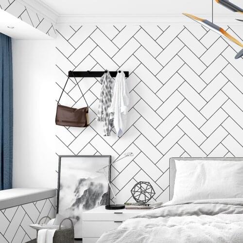 Modern Brick Wall Stickers Geometric Shape Wallpaper White Brick Pattern 3D Clothing Store DIY Decoration Wallpaper PVC Stickers