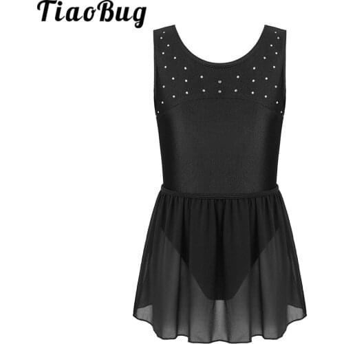 TiaoBug Girl Ballet Leotard Dress Princess Dress Sleeveless Kid Girl Ballet Skirt Performance Dance Gymnastics Two-Piece Outfits