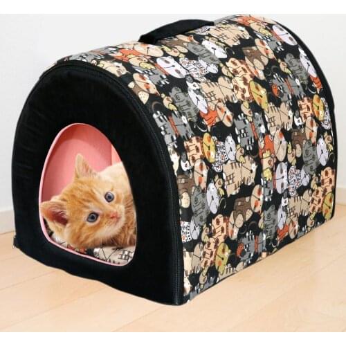 Comfortable Cat Warm Cave Lovely Bow Design Puppy Winter Bed House Kennel Fleece Soft Nest For Small Medium Dog House For Cat