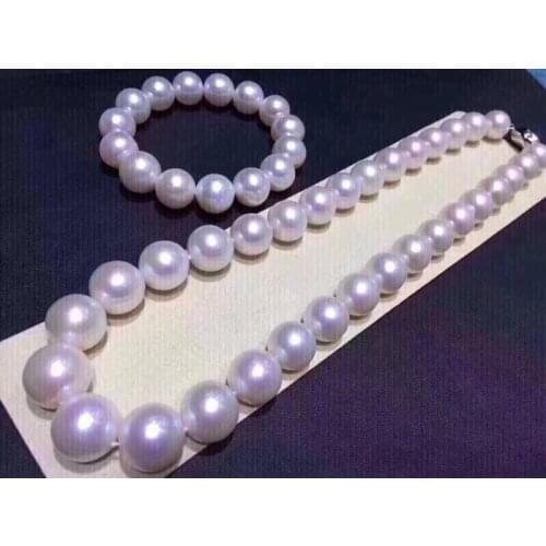 Jewels Sets Fine Jewelry Nature Fresh Water White Pearls Necklaces 11-12mm Females Jewelry Sets for Women FIne Jewelry Sets