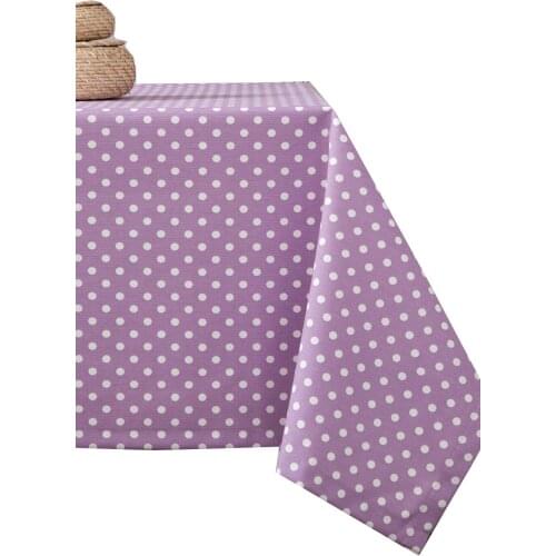 Zeren Home Lilac Floor White Polka Dot Carefree Table Cloth 170x500 cm