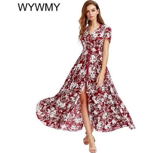 Floral Printed Boho Maxi Dress Women Summer Bohemian Long Dress V Neck Big Swing Plus Size Short Sleeve Holiday Beach Vestidos
