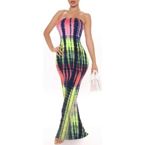 Women Tube Top Dress Stripe Slim Leisure Backless Sexy Dress for Party Bodycon Dresses Womens Clothing 2021 Red vestidos