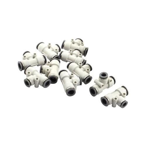 10Pcs PEG12-10 12mm to 10mm 1to2 Way Union Tee Reducer Pneumatic Tubing Fitting