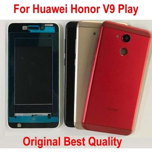 100% Original Best Front Bezel Middle Frame + Battery Housing Door Back Cover For Huawei Honor V9 Play Rear Case + Camera Lens