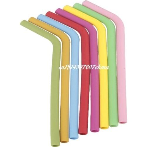 2000pcs/lot 230*10mm Silicone Drinking Straw Bend Reusable Straws For Home Party Bar Supply