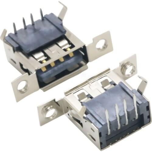 5PCS A Type Micro USB 2.0 4Pin Female Jack USB Port Dock Connector Tail Charging Socket With Screw Holes