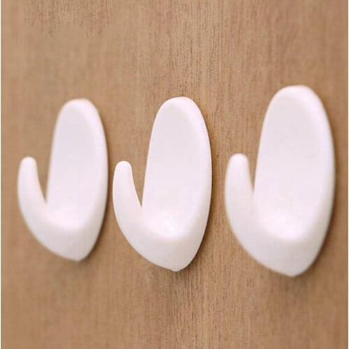 6Pcs/set White Hooks Self Adhesive Home Kitchen Wall Door Hook Holder Key Hanger Hooks Bathroom Towel Storage Sticky Hooks