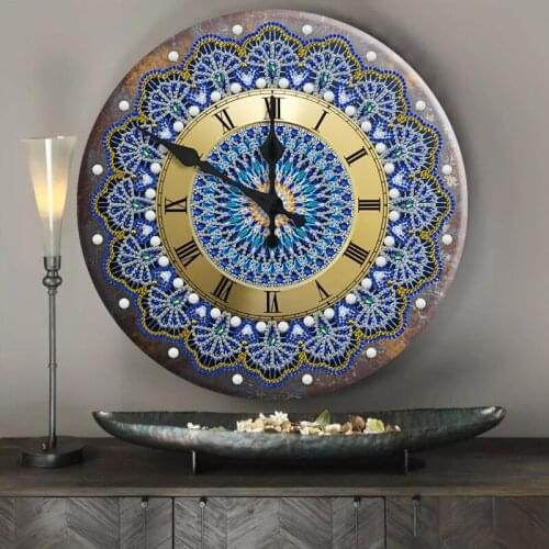 Mandala Diamond Painting Clock 5D Metal Tin Signs Diamond Embroidery Cross