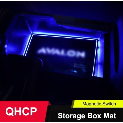 QHCP Car LED Water Cup Holder Pad Storage Box Pads Ambient Lamps Acrylic Blue Lights For Toyota Avalon 2019 Interior Accessories