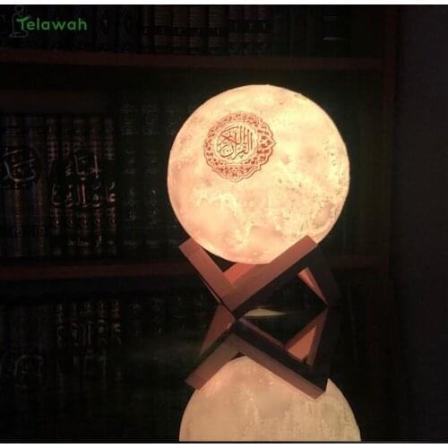 Telawah Wireless Bluetooth Quran Speaker Colorful Remote Control Small Moonlight LED Night Light Lamp Speaker