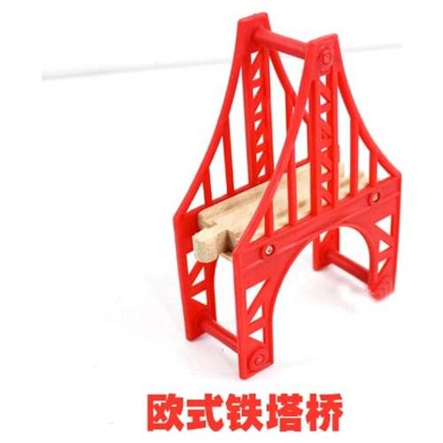 D535 Suitable for wooden rail accessories Red continental tower bridge Compatible with BRIO wooden train tracks